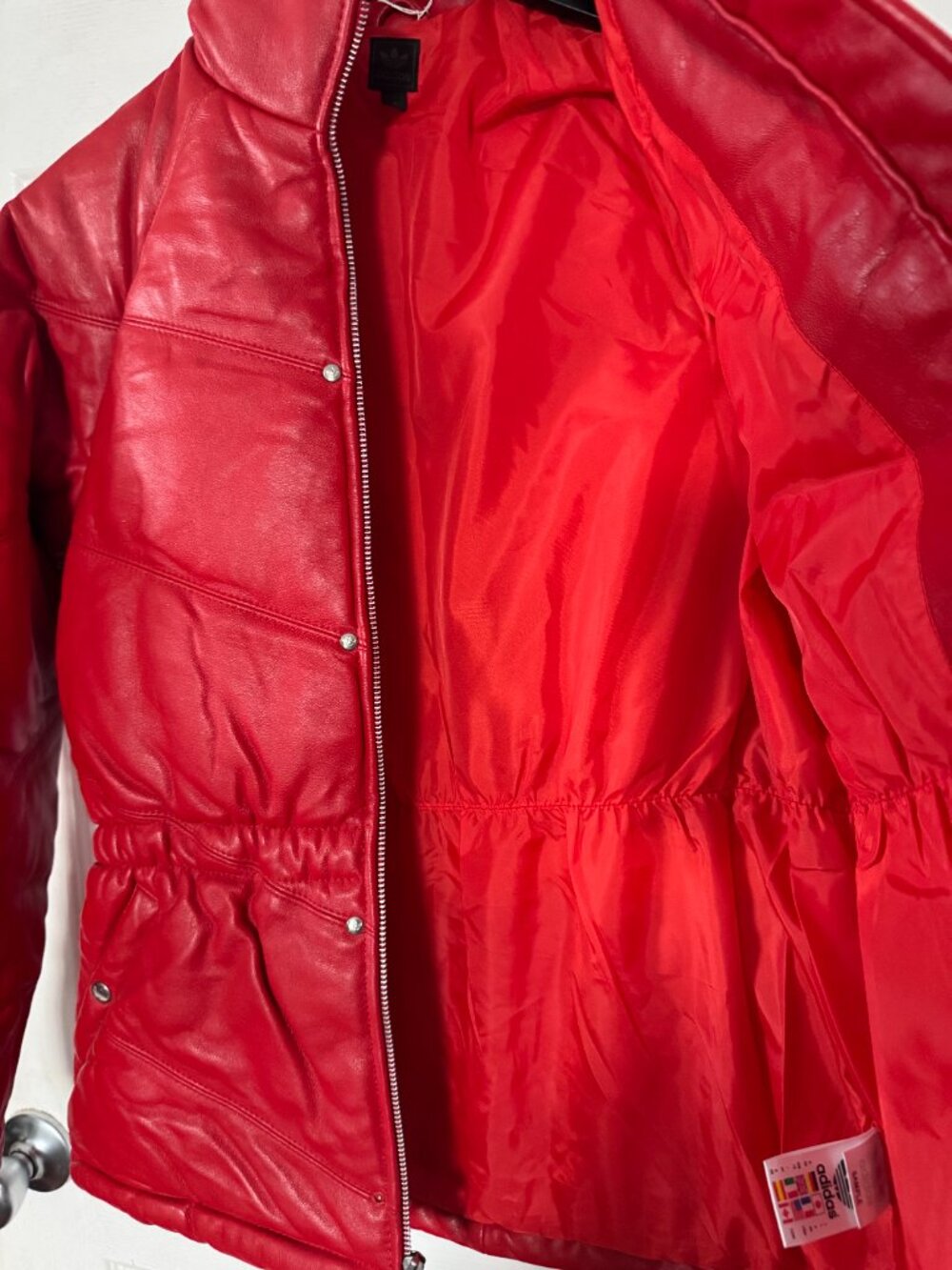 Adidas Originals Y2K Red Genuine Leather Puffer Jacket – Factory SAMPLE RARE M - Picture 8 of 14